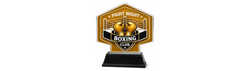**SPECIAL BUY** CLICK AND GO CUSTOM BOXING RING TROPHY - 17CM - 23CM - AVAILABLE IN 5 COLOURS